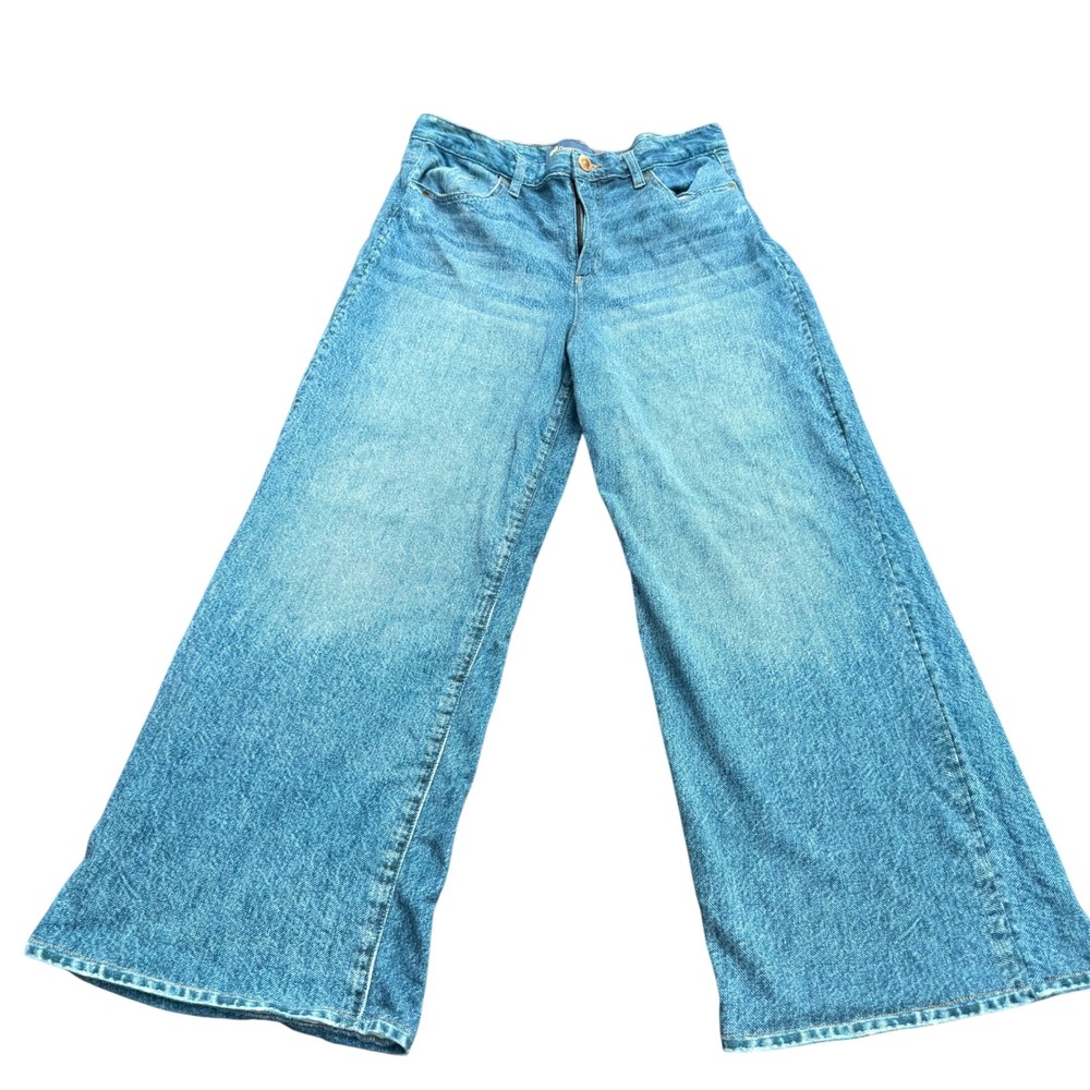 Democracy Wide Leg Jeans Blue Medium Wash High Rise 100% Cotton Size 12 Boho